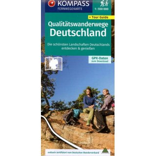 KOMPASS Fernwegekarte Qualittswanderwege Deutschland