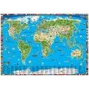 Illustrierte Weltkarte mit Flaggenrand (fr Kinder)