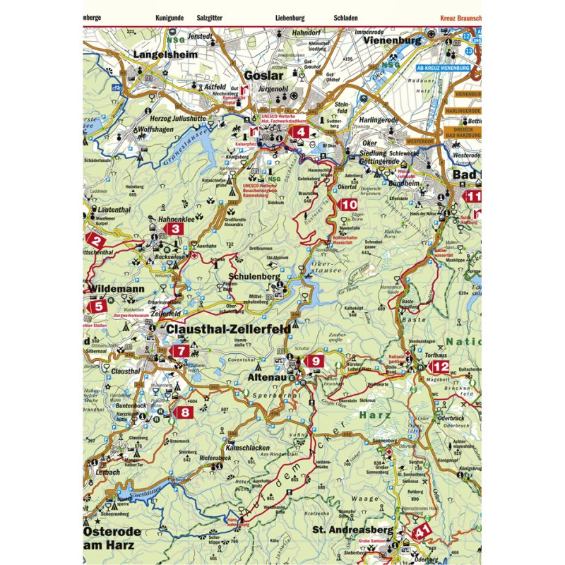 Harz Straßen- und Motorradkarte - LandkartenSchropp.de Online Shop
