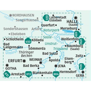 WK  457 Erfurt, Weimar, Jena, Gera, Halle Karten-Set 1:50.000