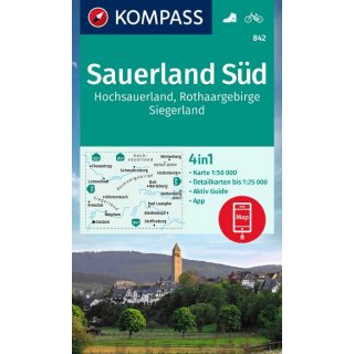 WK  842 Sauerland Süd, Hochsauerland, Rothaargebirge, Siegerland 1:50.000