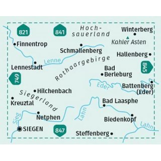WK  842 Sauerland Sd, Hochsauerland, Rothaargebirge, Siegerland 1:50.000