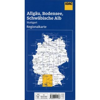 Allgäu, Bodensee, Schwäbische Alp, Stuttgart 1:150.000