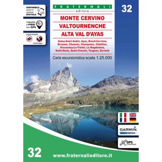 32 Monte Cervino, Valtournenche, Alta Val dAyas 1:25.000