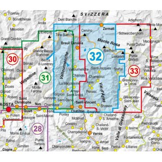 32 Monte Cervino, Valtournenche, Alta Val dAyas 1:25.000