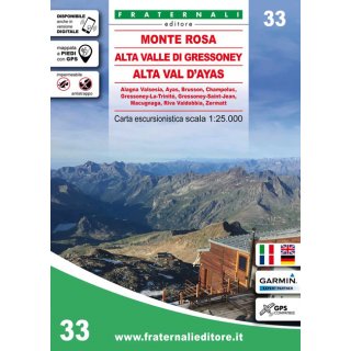 33 Monte Rosa, Alta Valle di Gressoney, Alta Val dAyas 1:25.000