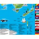 Illustrierte Weltkarte mit Flaggenrand (f&uuml;r Kinder)