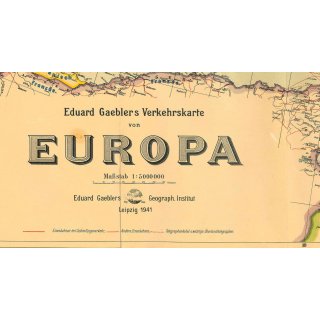 Europa 1941. Historische Verkehrskarte