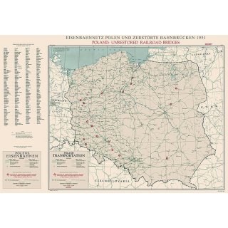 Eisenbahnnetz Polen 1951 (gefaltet Karte)