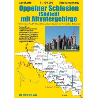 Landkarte Oppelner Schlesien (Südteil) mit Altvatergebirge 1:100.000