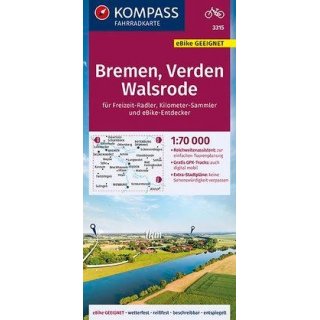KOMPASS Fahrradkarte Bremen, Verden, Walsrode 1:70.000, FK 3315