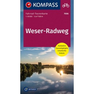Kompass Leporello Weserradweg 1:50 000