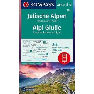 KOMPASS Wanderkarte 064  Julische Alpen, Nationalpark Triglav, Alpi Giulie 1:25 000