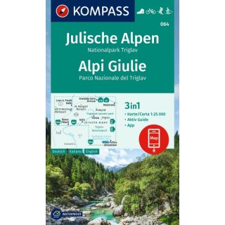 KOMPASS Wanderkarte 064  Julische Alpen, Nationalpark Triglav, Alpi Giulie 1:25 000