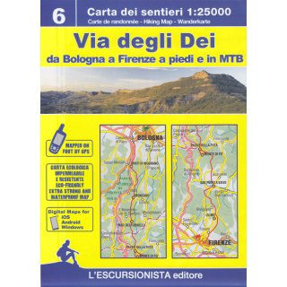 Via degli dei. Da Bologna a Firenze a piedi e in MTB 1:25.000