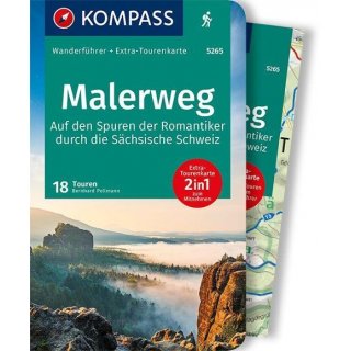 KOMPASS Wanderfhrer Malerweg - Auf den Spuren der Romantiker durch die Schsische Schweiz 1:25 000
