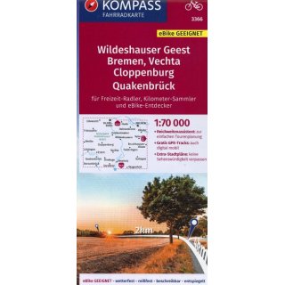 KOMPASS Fahrradkarte Wildeshauser Geest - Vechta - Cloppenburg 3366, 1:50 000