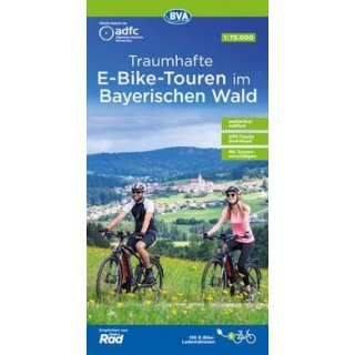 ADFC Traumhafte E-Bike-Touren im Bayerischen Wald, 1:75.000, wetterfest, reifest, GPS-Tracks Download, mit Tourenvorschlgen