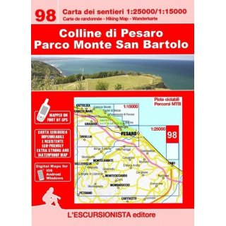 98 Colline di Pesaro - Parco Monte San Bartolo 1:25.000/1:15.000