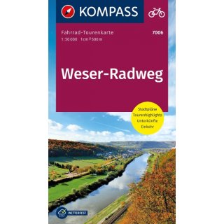 Fahrrad-Tourenkarte Weserradweg 1:50.000