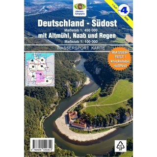 Wassersport-Wanderkarte 04. Deutschland-Sdost mit Altmhl, Naab und Regen fr Kanu- und Rudersport