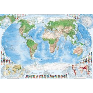 Satelliten-Weltkarte mit 4 Nebenkarten