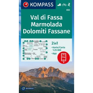 WK 650 Val di Fassa, Marmolada, Dolomiti Fassane, 1:25.000