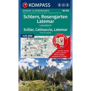 WK 651 Schlern, Rosengarten, Latemar 1:25 000