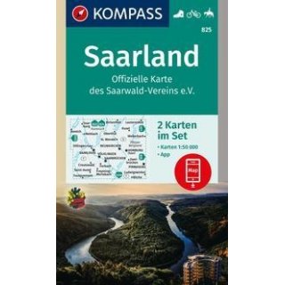 KOMPASS Wanderkarten-Set 825 Saarland, (2 Karten) 1:50.000