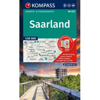 KOMPASS Wanderkarten-Set 825 Saarland, (2 Karten) 1:50.000