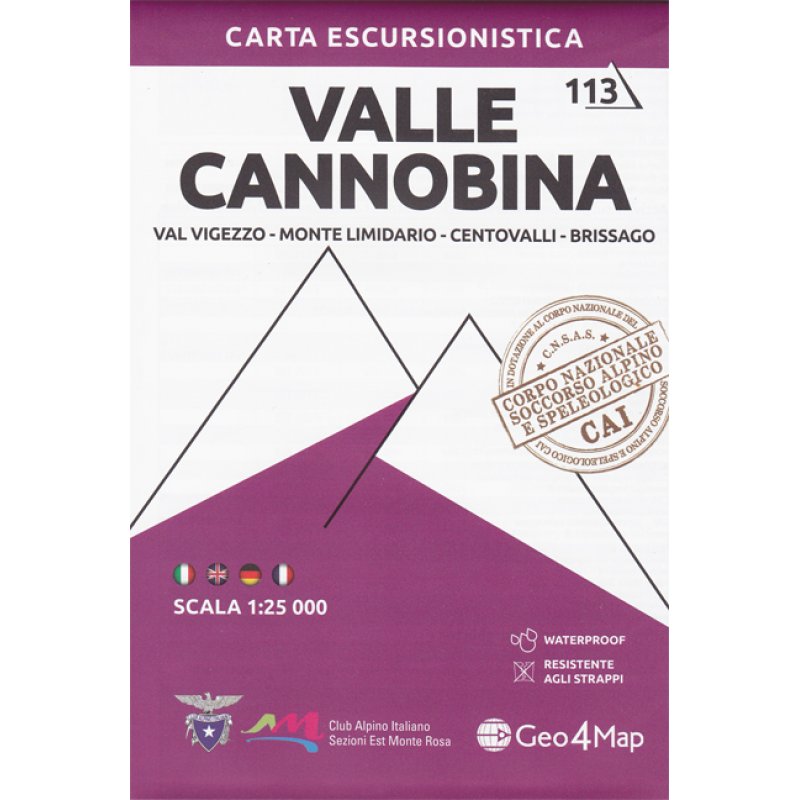 Wanderkarte Valle Cannobina 125.000 Italien Piemont
