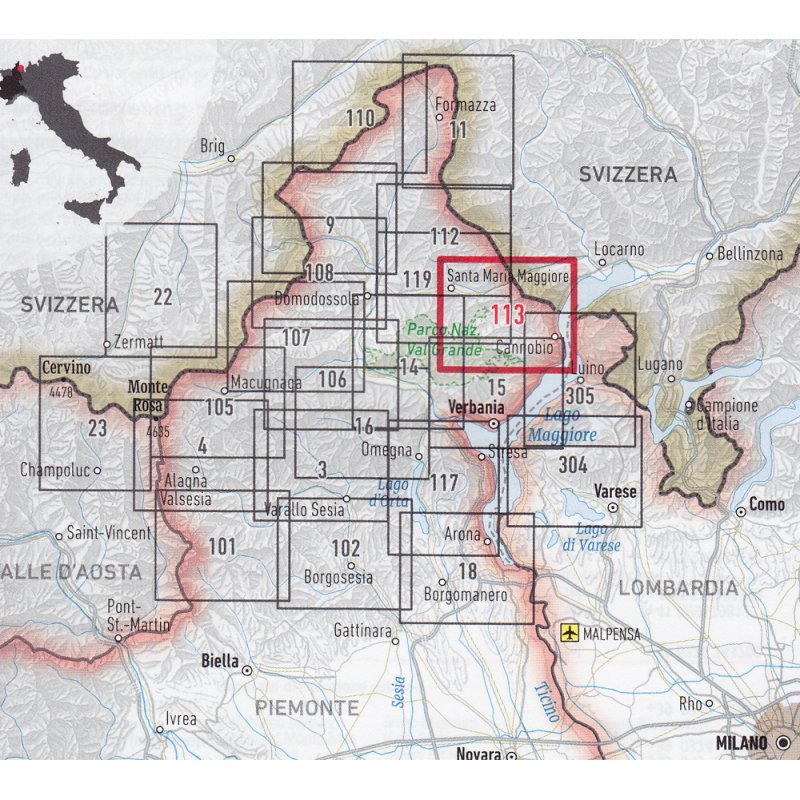 Wanderkarte Valle Cannobina 125.000 Italien Piemont