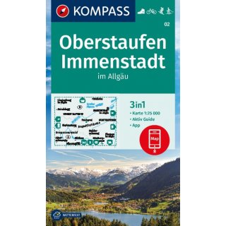 KOMPASS Wanderkarte 02 Oberstaufen, Immenstadt im Allgu 1:25.000