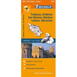 Toskana, Umbrien, San Marino, Marken, Latium, Abruzzen 1:400.000