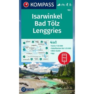 KOMPASS Wanderkarte 182 Isarwinkel, Bad Tlz, Lenggries