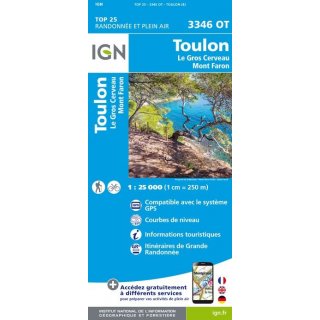 3346 OT Toulon, Le Gros Cerveau, Mont Faron 1:25.000