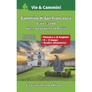 Franziskusweg von La Verna nach Assisi 1:25.000