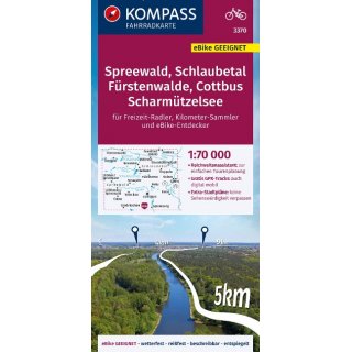 KF 3370 Spreewald, Schlaubetal, Frstenwalde, Cottbus, Scharmtzelsee 1:70.000