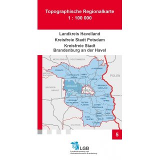Landkreis Havelland,Potsdam, Brandenburg an der HavelTopographische Regionalkarte