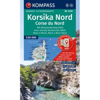 Korsika Nord, Corse du Nord, Weitwanderweg GR20 (3 Karten) 1:50.000