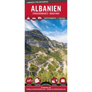 Albanien Auto- und Motorradkarte 1:280.000