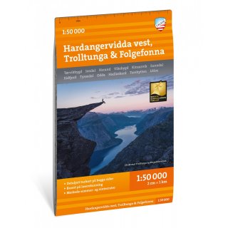 Hardangervidda vest, Trolltunga & Folgefonna 1:50.000