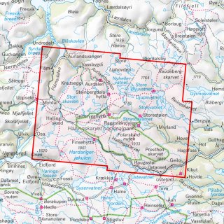 Finse, Hallingskarvet & Aurlandsdalen 1:50.000