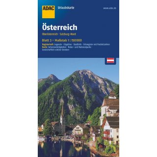 ADAC UrlaubsKarte sterreichBlatt 3 Obersterreich, Salzburg-Nord 1:150 000