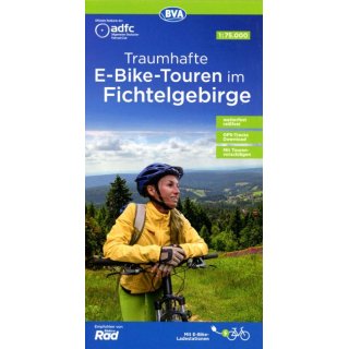 ADFC-Regionalkarte Traumhafte E-Bike-Touren im Fichtelgebirge, 1:75.000