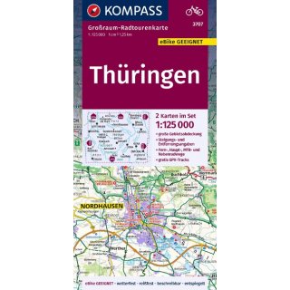 Kompass Groraum- Radtourenkarte Thringen