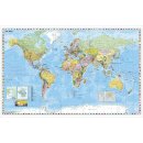 Weltkarte mit Flaggenrand 1:46.000.000