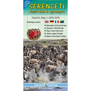 Serengeti - Masai-Mara & Ngorongoro 1:250.000