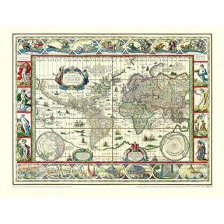 Weltkarte von 1635 - Willem Blaeu (Plano)
