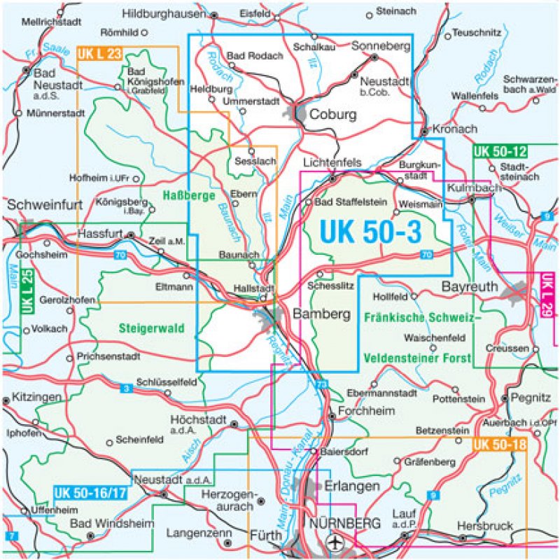 UK 50 3 Coburger Land Oberes Maintal 150.000 LandkartenSchropp.de